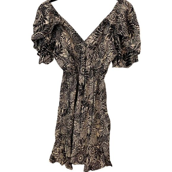 Zara Dresses & Skirts - Zara Womens Mini Dress S Black White Floral Flutter Sleeve Flowy 9878/249 NWT